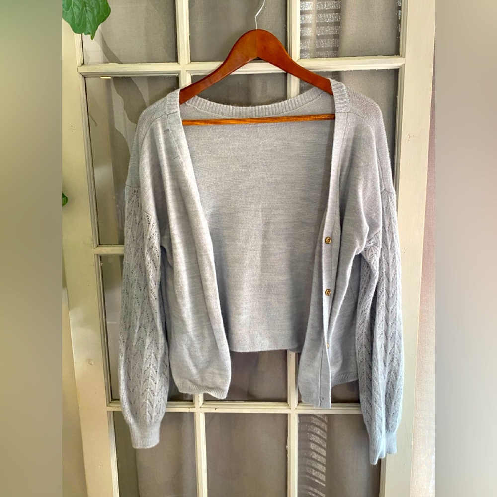 Banana Republic Cropped Shrug Cardigan with Knitted Sleeves